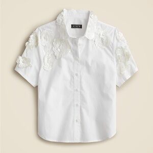 J. Crew / Collection cropped button-up shirt with floral appliqués